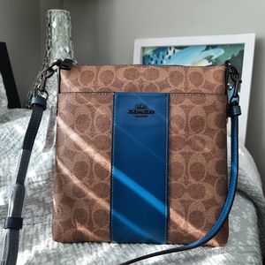 [NWT]COACH Kitt Messenger Bag Color Khaki Blue